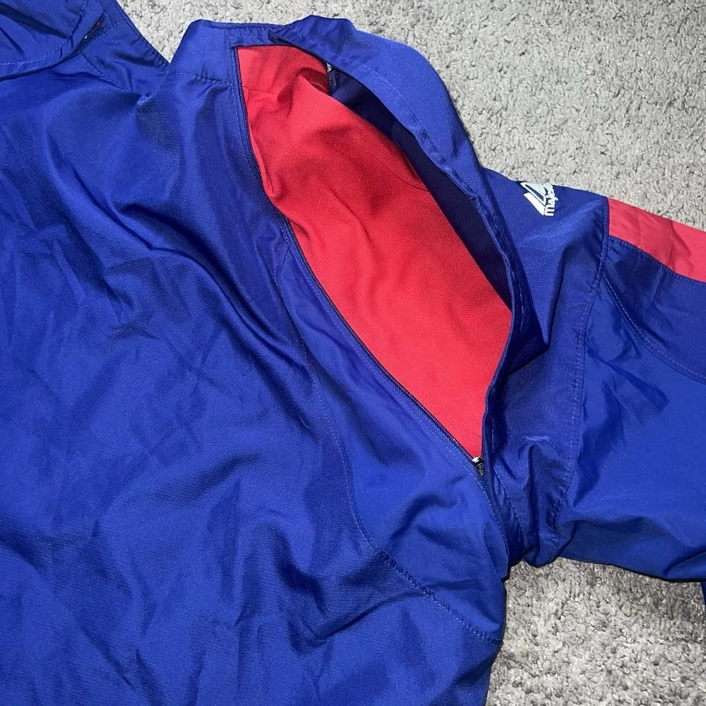 Rangers Majestic Pullover Zip Off Sleeves Windbreaker Large Kangaroo Pocket Rv